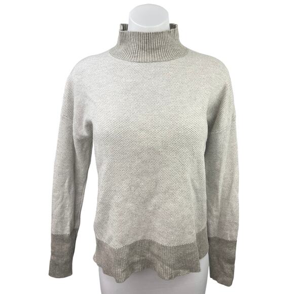 Rachel Zoe Gray Colorblock Ribbed Knit Long Sleeve Mock Neck Sweater Top Size M - Picture 1 of 4